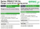 Pompa dozująca z silnikiem tłokowym EMEC seria PRIUS P 50 Hz Mono (jednofazowa) 5-508 l/h, 10-7 bar