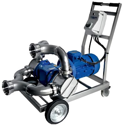 Impeller pump for brine LIVERANI RID MAXI Double 2Q NR TF 5.5-3.0 kW, 470-235 rpm, 380V with gearmotor, on a cart with a CE control panel