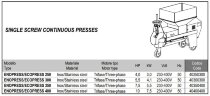 Гвинтовий (шнековий) прес безперервної дії LIVERANI ENOPRESS/ECOPRESS 400, 5500-8000 кг/год, 7,5 кВт, 3-9 об/хв з нержавіючої сталі