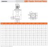 Vertical plastic chemical pump QHD-65SK-55EGV38KABS-3801, GFRPP, 853L/min, 24m, 4kW, 380V