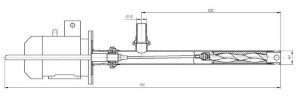 Pompa śrubowa beczkowa do cieczy o dużej lepkości (smoła, olej opałowy) NVB2001-0304 1,1 kW, 50 l/min, 4 bar, 1000 mm
