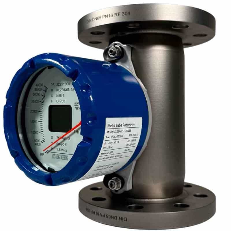 DN65 Расходомер (ротаметр) из нержавеющей стали KLZDN65/PN16 (дизельное топливо 820-840 кг/м3, 20-40°C) 4000~40000 л/ч
