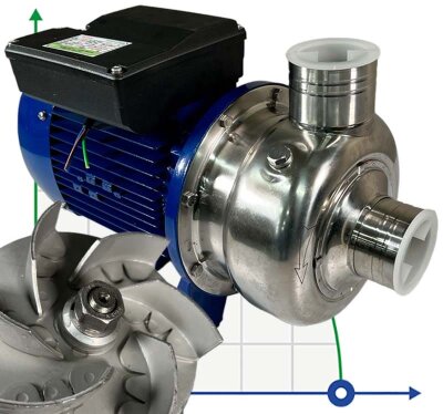 Pump for washing vegetables, fruit, meat, fish BK150D, 1.1kW, AISI304, 220V/50Hz, 2900 with open impeller