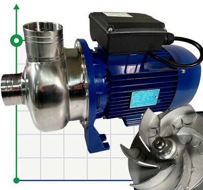 Pump for industrial washing systems BK200D, 1.5kW, AISI304, 220V/50Hz, 2900 with open impeller