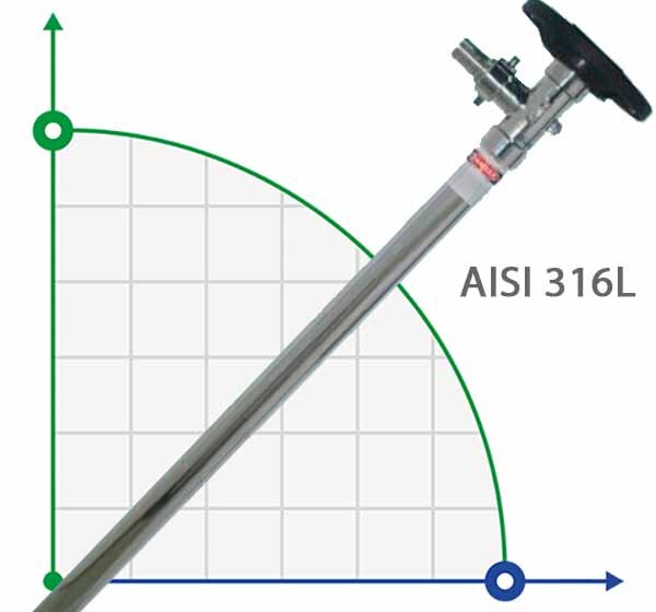1500 mm, AISI 316L, HP Pumpenteil (Rohr) zur Pumpe für Fässer