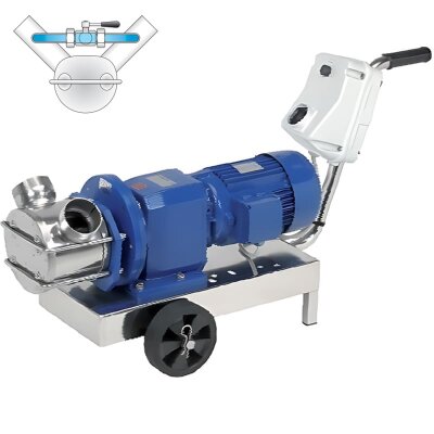 Impeller pump for juice LIVERANI RID MAXI 80 +BY-PASS NR TF 4.5-3.3 kW, 600-300 rpm, 380V with gearmotor, on a cart with a CE control panel