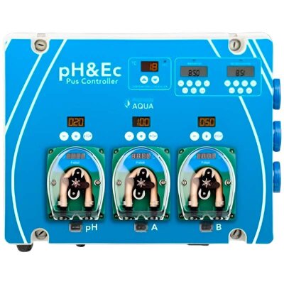 Hydroponik, Hydroponiksystem PROSYSTEM AQUA mit pH&EC Plus Controller, 0–4 l/h (pH-Pumpe und 2 Düngerpumpen)