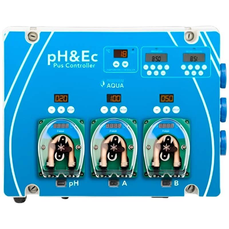 Hydroponik, Hydroponiksystem PROSYSTEM AQUA mit pH&EC Plus Controller, 0–4 l/h (pH-Pumpe und 2 Düngerpumpen)