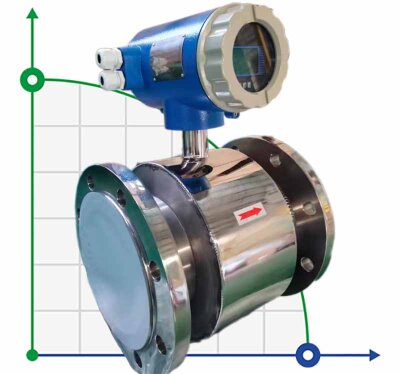 DN125 Електромагнітний витратомір LDG PN16 (вода) 0...150 m3/h, 4-20mA+RS485 з нержавіючої сталі AISI316, футурований PTFE