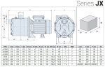 Samozasysająca pompa ze stali nierdzewnej do systemów nawadniających JX/60 RC, 0,45 kW, 2,7 m3/h, 31m, 220V/M, AISI 304 (EBARA JEXM)