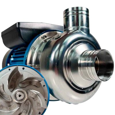 Pompa do brzeczki piwnej ze słodem TS300, 2,2 kW, AISI 304, 220 V/50 Hz, 2900 obr./min z wirnikiem otwartym