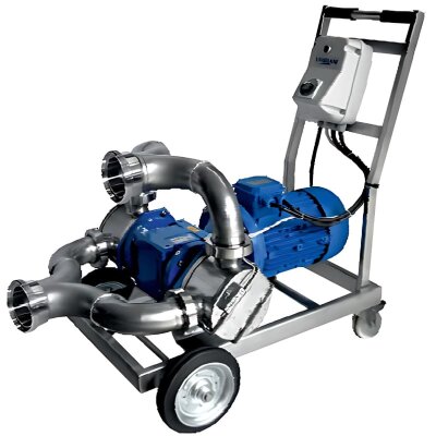 LIVERANI RID MAXI Double 2Q NR TF impeller pump 7.5 kW, 470rpm, 380V with gearmotor with trolley with CE control panel, dry-running protection