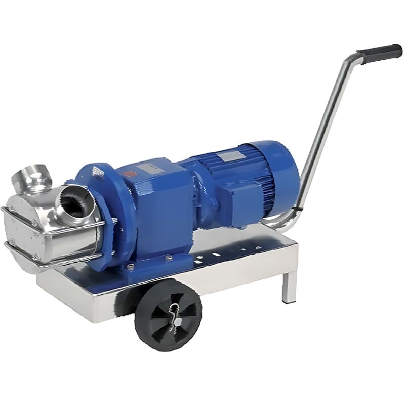 Bomba de impulsor para bombeo de miel, azúcar líquida y jarabe LIVERANI RID MAXI 80 NR TF 4.0kW, 600rpm, 380V con reductor, sobre carro