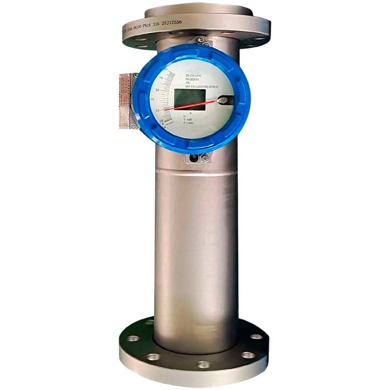 DN25 Stainless steel rotameter flowmeter KLZDN25-PN16 for a mixture of crude oil and solvent, 0.8 kg/l, 20 mPa·s, 60°C, 3000 l/h, 4–20 mA, H=500 mm