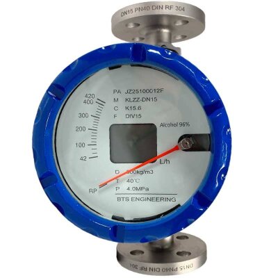 DN15 Edelstahl-Durchflussmesser Rotameter KLZZ PN40 (Alkohol 96%), 42...420 l/h, 4-20mA, Ex