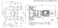 Pompe à tuyau industrielle JXHIN-25-ABS Plastic-NR-P, 792 l/h, 1,1 kW, 16 bar, 380V