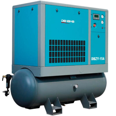 Screw air compressor for laser cutting line of DBZY, DMZY, DCZY series with air supply 0.55-2.21 m3/min, power 7.5-22 kW, pressure 1.58 MPa