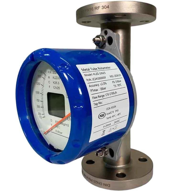 DN25 débitmètre rotamètre en acier inoxydable KLZZ PN16 (mélange d'alcool liquide C2H5OH 96%), 170-1700 l/h, 4-20mA, Ex