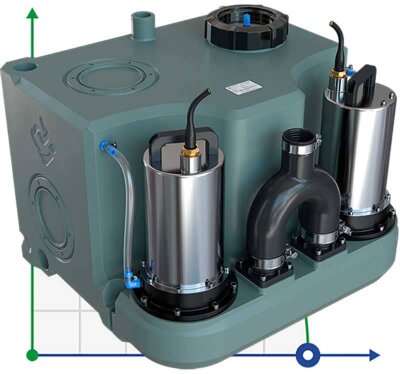 Elevador individual KNS para casas de verano y viviendas particulares con dos bombas y cuadro de control AIZL-750W Doble, 18/11,5, 0,75 kW, 220V, 2800 rpm