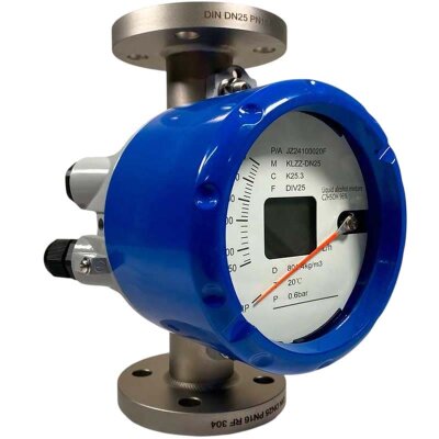 DN25 stainless steel flow meter rotameter KLZZ PN16 (liquid Alcohol mixture C2H5OH 96%), 250..2500 l/h, 4-20mA, Ex