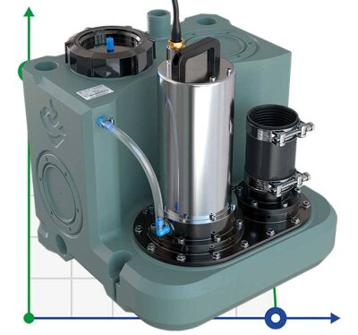 Estación de bombeo para la evacuación de aguas residuales para restaurantes, cafeterías, bares con control remoto AIZL-1500W Pro, 36/14.5, 1,5 kW, 220V, 2800 rpm