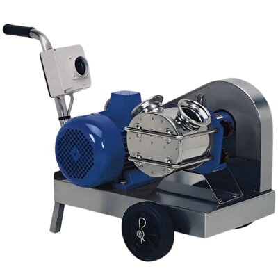 Impeller pump for glucose transfer LIVERANI GR MAXI 80 NR TF (B) 4 kW, 600 rpm, 380V belt-driven with trolley with a standard control panel