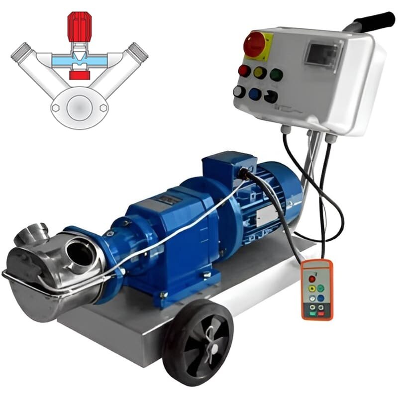 Bomba de impulsor LIVERANI INV MINOR 40 +BY-PASS NR TF 1,87kW, 50-900rpm, 380V con convertidor de frecuencia, control remoto (15 m), sobre carro