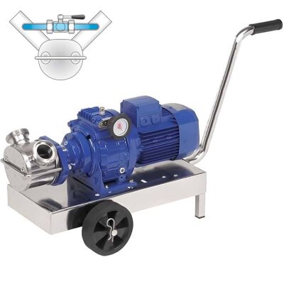 Impeller pump for pumping liquid eggs LIVERANI VA MAXI 80 +BY-PASS NR TF 4 kW, 150-600 rpm, 380V with variator, with trolley