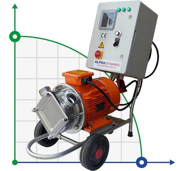 AlphaDynamic AD65/04/TR/DRP 4kW impeller pump on a trolley, with frequency converter, with dry running protection