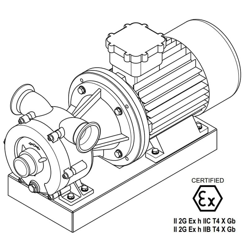 Вихревой насос для перекачки сиропа LIVERANI GR ADPE NAUTIC 70 Inox, 500 л/мин, TF 7,5 кВт, 1400 об/мин, 380В, Ex, AISI 316