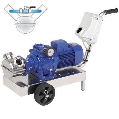 Impeller pump for syrup LIVERANI VA MAXI 80 +BY-PASS NR TF 4 kW, 150-600 rpm, 380V with variator, with trolley with a standard panel
