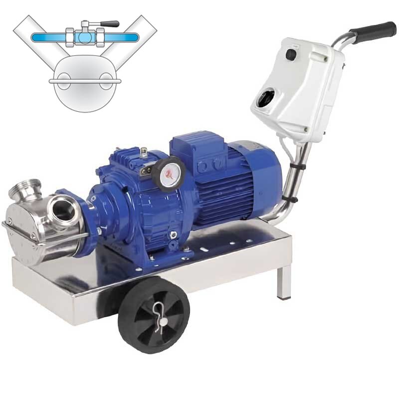 Impeller pump for syrup LIVERANI VA MAJOR 60 +BY-PASS NR TF 1.87 kW, 175-900 rpm, 380V with variator, on a cart with a CE control panel