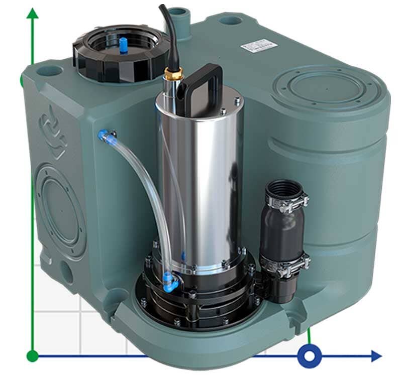 Abwasserhebeanlage mit Tauchpumpe und Bedienfeld AIZL-SC 1100W, 18/17,5, 1,1 kW, 220V, 2800 U/min
