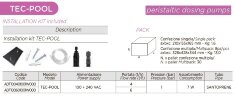 Pompe doseuse péristaltique AQUA PDP TEC-POOL 4-1 100-240VAC SANTOPRENE NOIR AVEC PRED.LEVEL