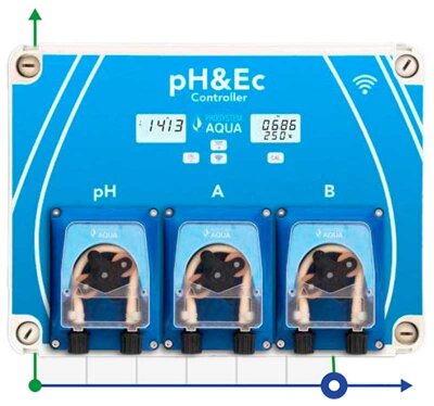 Автоматический контроллер pH&amp;Ec с измерением температуры воды и двумя насосами для дозирования удобрений с Wi-Fi