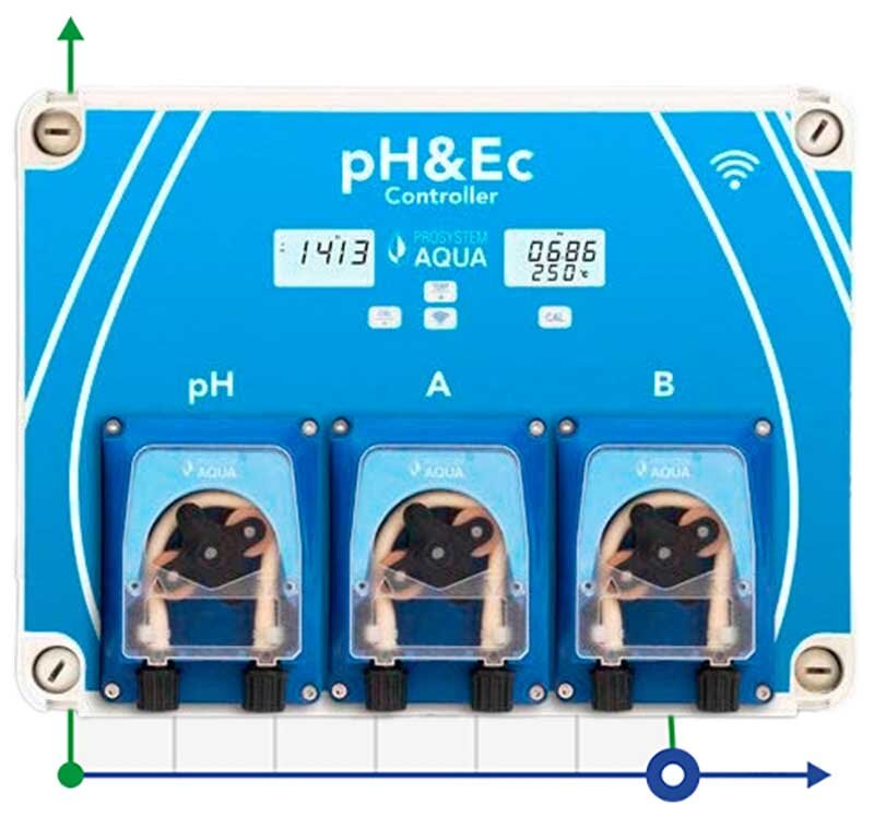 Régulateur pH&Ec automatique avec mesure de la température de l'eau et deux pompes à engrais avec Wi-Fi